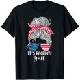 No Racisim Flags Dirt Track Racing Race Girl Usa American Flag Glasses Bun T-Shirt ...