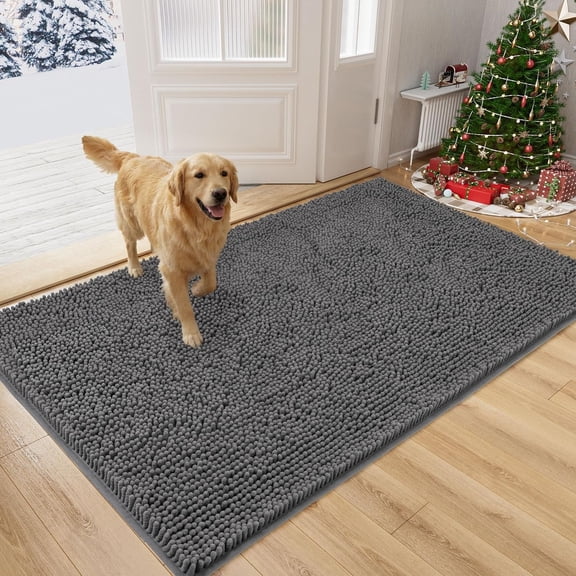 Dirt Trapping Door Mat, 24" x 72" Large Absorbent Dog Door Mat for Muddy Paws, Quick Dry Non Slip Mud Mat, Machine Washable Entry Indoor Entryway Rug for Inside Floor
