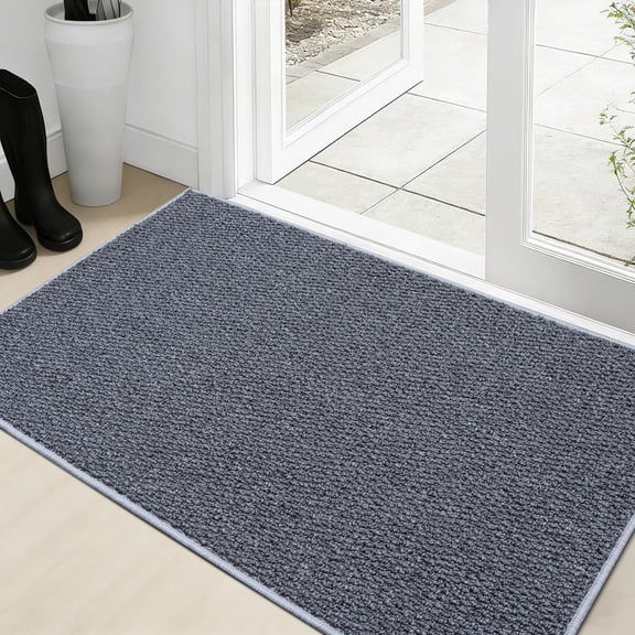 Dirt Trapping Door Mat 24x36, Absorbent & Quick-Dry Entryway Rug, Washable Non-Slip Doormat for Muddy Paws & Shoes, Low-Profile Back & Front Door Mat Indoor Entrance, Grey