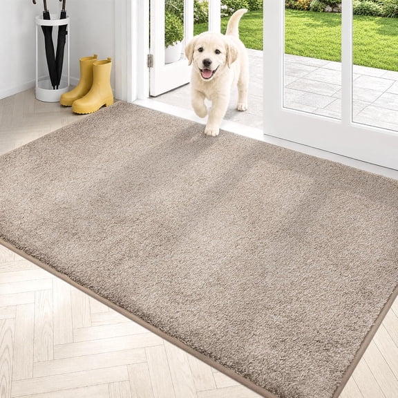 Dirt Trapping Door Mat 34" X 59", Non-Slip Machine Washable Entryway Rug, Super Absorbent for Muddy Shoes and Paws, Taupe