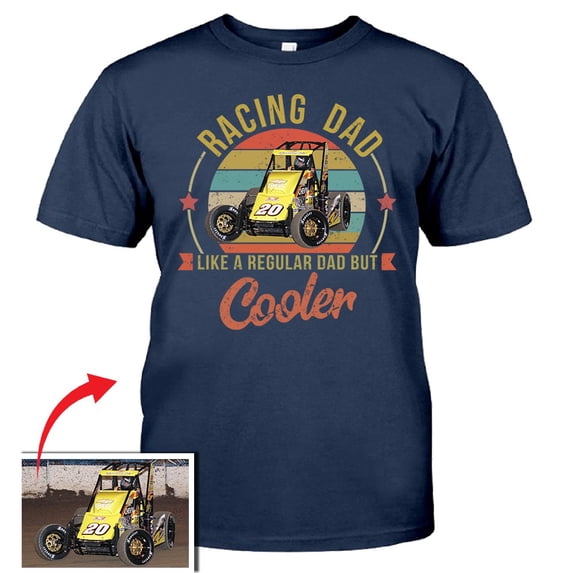 Dirt racing Personalized T-shirt, Dirt track racing custom photo. t-shirt,father's day Xmas gift for dad Dirt track racers Print on the front (CoolerDad)