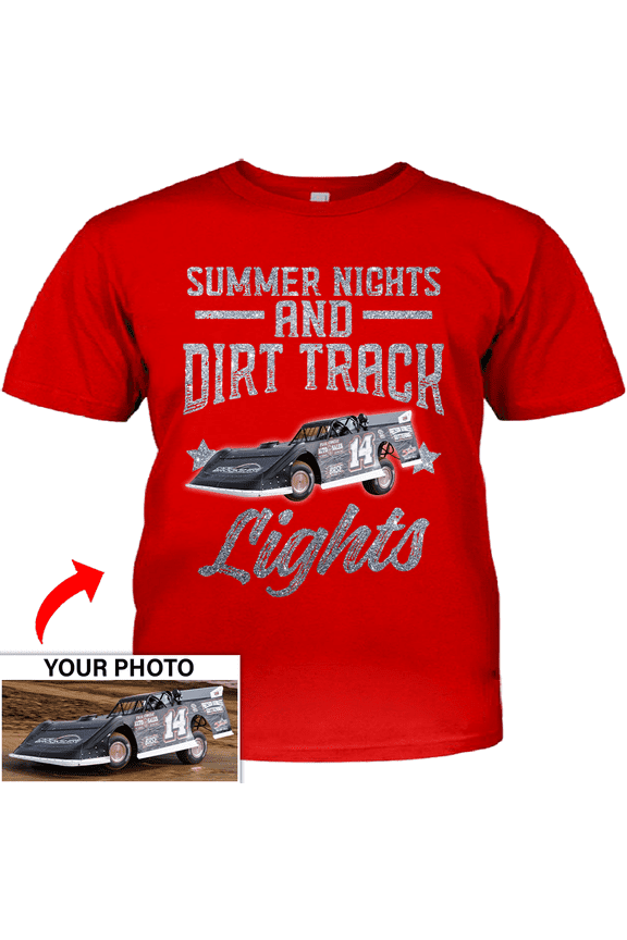 Dirt racing Personalized T-shirt, Dirt track racing custom photo t-shirt,father's day Xmas gift for Dirt track racers Print on the front (BK422)