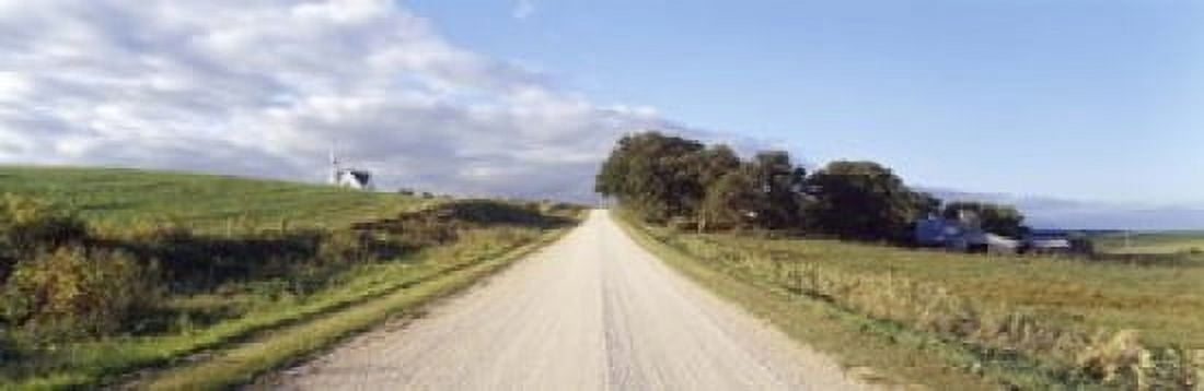 Dirt road leading to a church Iowa USA Canvas Art - Panoramic Images (18 x 6)