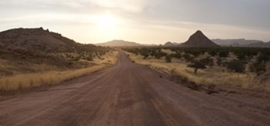Dirt road passing through a desert Namibia Canvas Art - Panoramic Images (24 x 12)