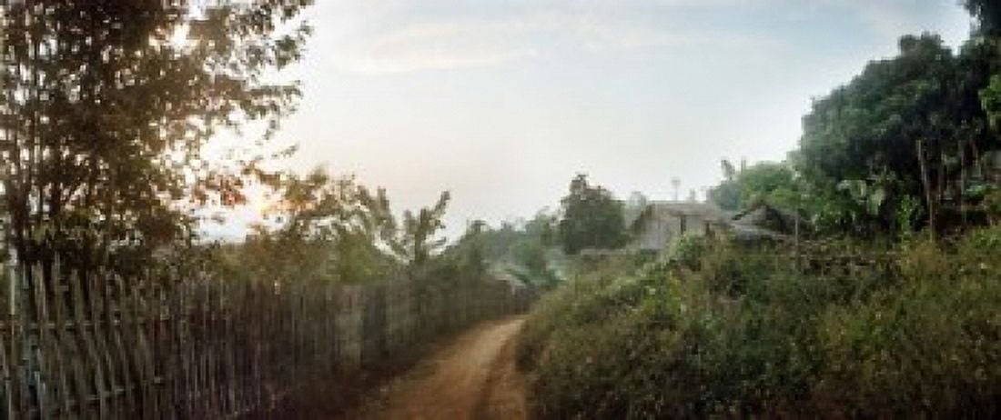 Dirt road passing through an indigenous village Chiang Mai Thailand Canvas Art - Panoramic Images (15 x 6)