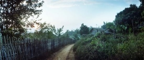 Dirt road passing through an indigenous village Chiang Mai Thailand Canvas Art - Panoramic Images (30 x 13)