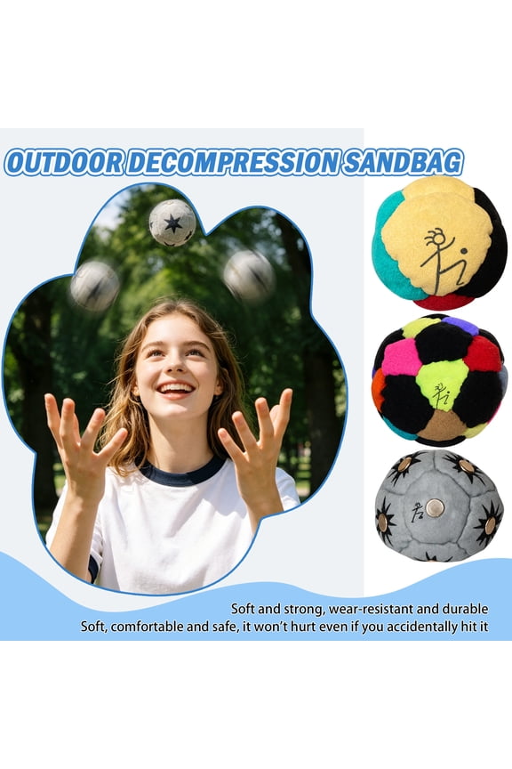 DirtBag Classic Footbag - Blue & Black Suede Hacky Sack - Slow Speed Control for Beginners & Freestyle - Embroidered Design Random one