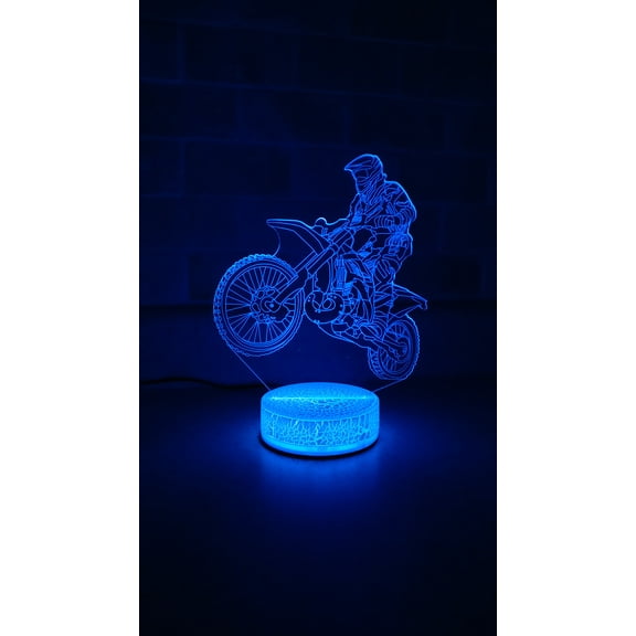 DirtBike 3D Night Light Multi Color Changing Illusion Lamp for Children Kids Girls Boys Sport Fan Gift Christmas Birthday Best Gifts