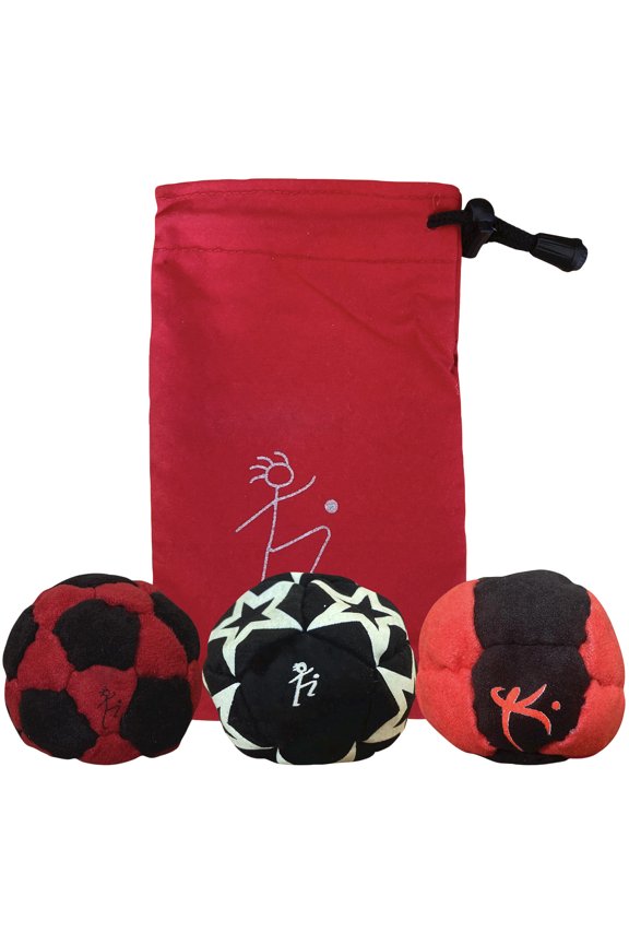 Dirtbag All Star Footbag 3-Pack with Carry Pouch，8-Panel Sand Filled Kick Sack, Soft Durable Handmade Hacky Bags, Indoor Outdoor Game Stress Relief