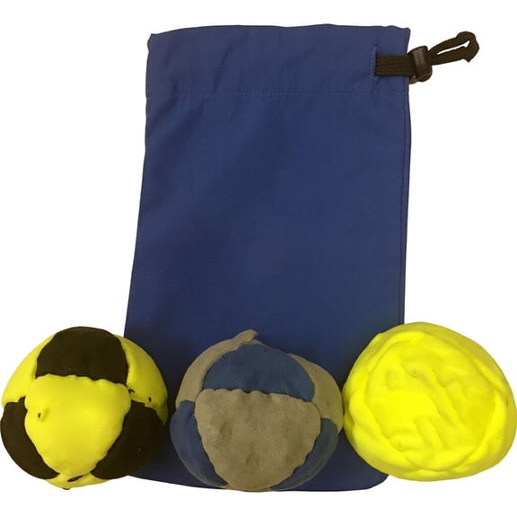 Dirtbag Hacky Sack Footbag Set 3 Piece Footbag Pack, Stitching Paneled Footbags, Drawstring Storage Pouch Included, Soft Fabric Construction for Casual Kicking Play and Outdoor Recreational Use