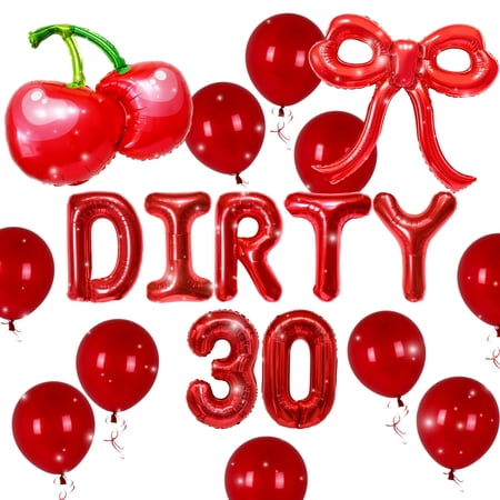 Dirty 30 Birthday Decorations Set - Red Themed Party Supplies for Women's 30th Milestone Celebration