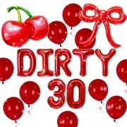 Dirty 30 Birthday Decorations Set - Red Themed Party Supplies for Womens 30th Milestone Celebration
