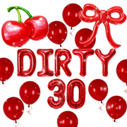 Dirty 30 Birthday Decorations Set - Red Themed Party Supplies for Womens 30th Milestone Celebration