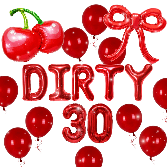 Dirty 30 Birthday Decorations Set - Red Themed Party Supplies for Women's 30th Milestone Celebration
