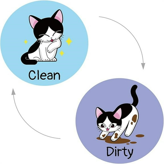 Dirty Clean Dishwasher Magnet, 3.5 Inch Double Sided Dishwasher Sign Funny Cute Cat Clean Dirty Flip Magnet for Dish Washer Kitchen Refrigerator Home Decor