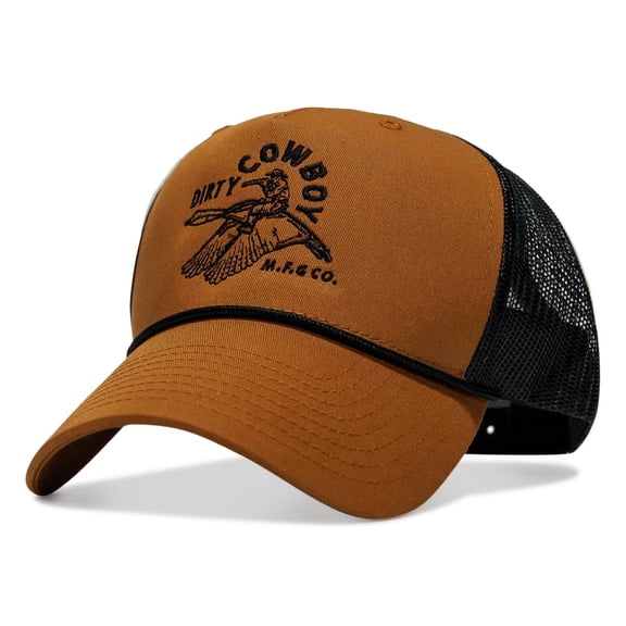 Dirty Cowboy Mfg Swan Rope Snapback Hat Caramel