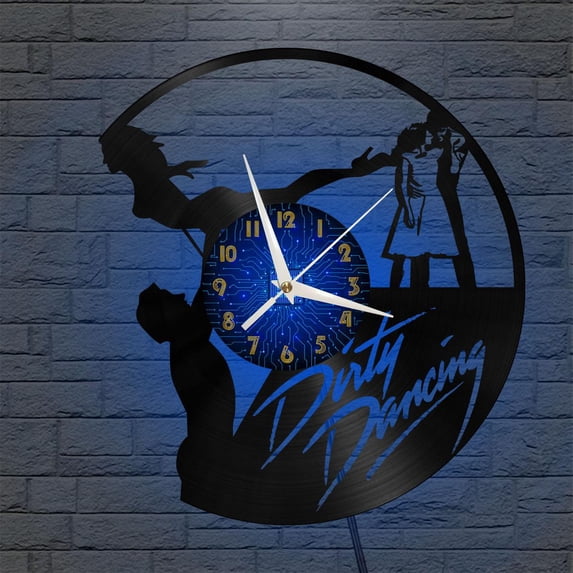 Dirty Dancing 12 Inch Vinyl Record Wall Clock - Silent, Creative, and Unique Clock for Living Room, Entryway, or Bedroom Decor - Perfect Gift Idea(12 inchs B with LED)