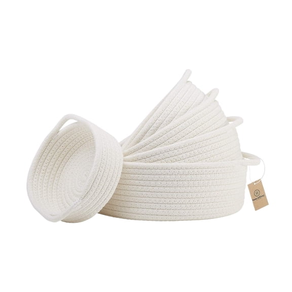 Dirty Garbage Basket Storage Box 5-piece Round Woven Cotton Rope Storage Baskets, Suitable For Organizing And Storage, Compact And Shallow Stackable Set Storage box
