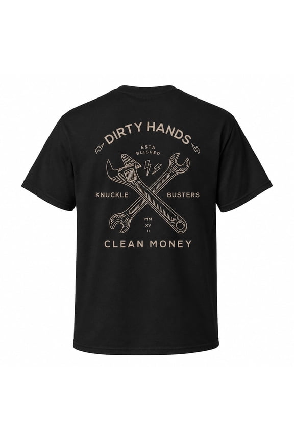 Dirty Hands Clean Money Wrench Graphic T-Shirt, Unisex Classic Fit Workwear Style Tee