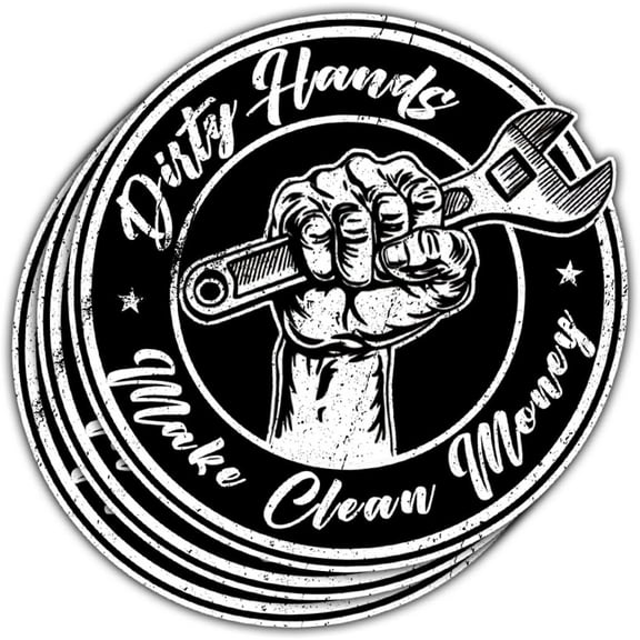 Dirty Hands Make Clean Money Sticker, Dirty Hands Clean Money Decal, Dirty Hands Clean Money Sticker, Welding Mechanic Lineman Blue Collar Stickers for Laptop Bottle Phone Car Helmet 3"x3" (3x3inch)