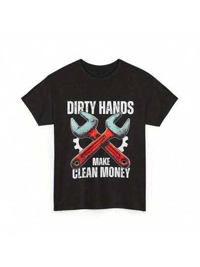 Dirty Hands Make Clean Money Funny Mechanic T-Shirt - Unisex Dark Heather Tee For Handymen, Electricians - View #2