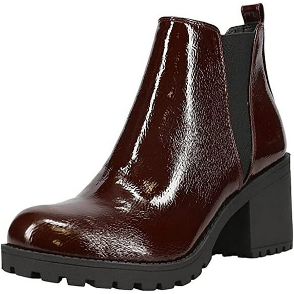 Dirty Laundry Lisbon Oxblood Pull On Chunky Block Heel Rounded Toe Ankle Boots (Oxblood, 6.5)