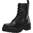 thumbnail image 1 of Dirty Laundry Mazzy Black Leather Lace Up Chunky Block Heel Ankle Boots (Black, 11), 1 of 6