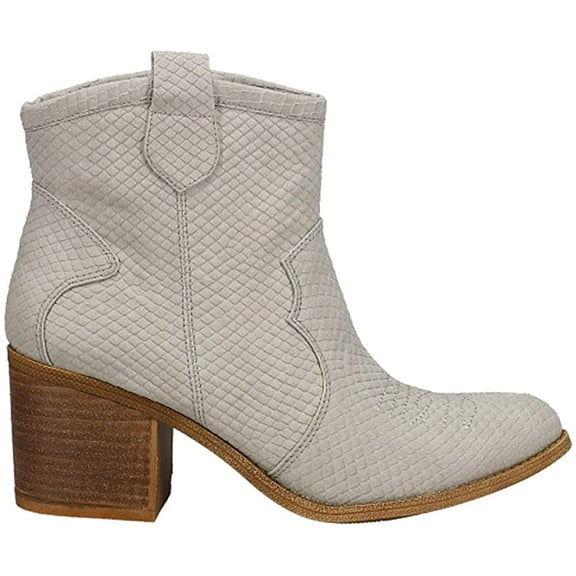Dirty Laundry Unite Grey Snake Block Heel Zipper Metallic Western Ankle Boots (Grey Snake, 6.5)