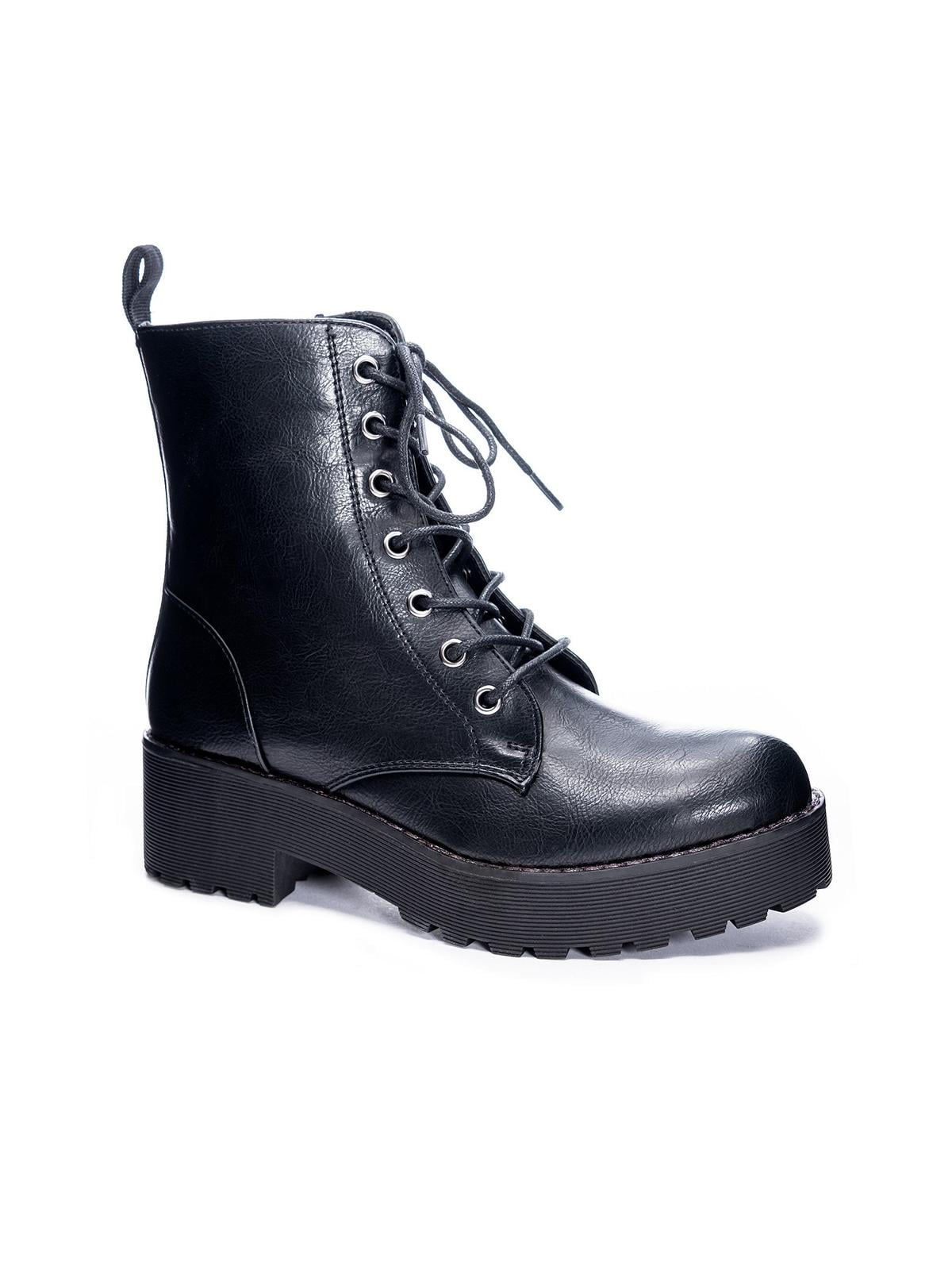 Dirty Laundry Womens Mazzy Faux Leather Lug Sole Combat & Lace-up Boots ...