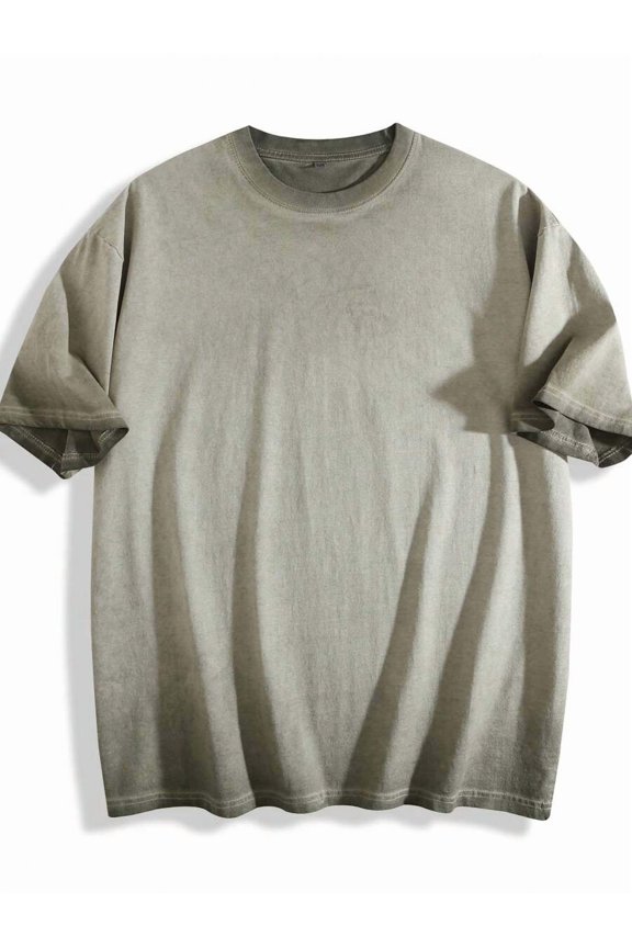 Dirty Military Green Washed Oversized Drop Shoulder Short Sleeve Crew Neck T-Shirt