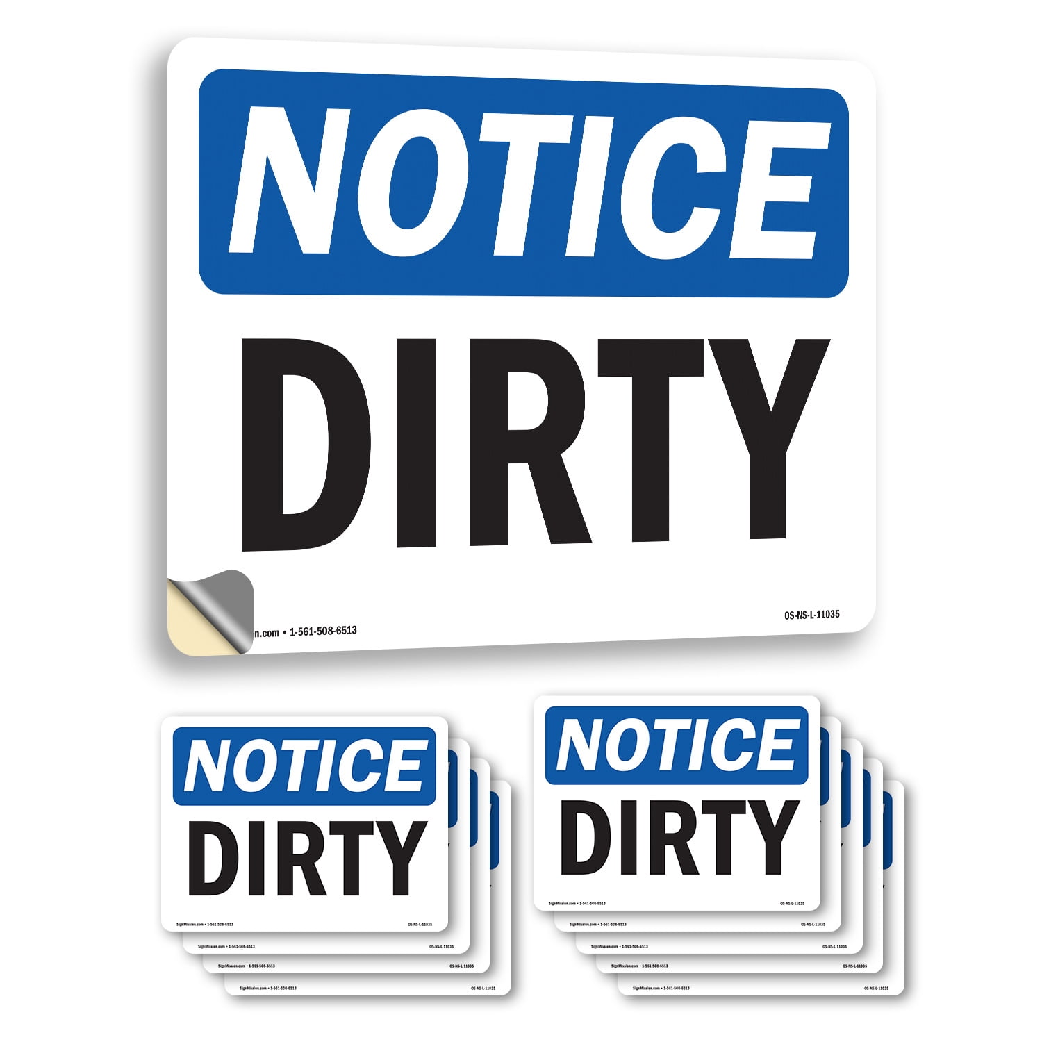 Dirty OSHA Notice Vinyl Decal Label 10 Inch x 7 Inch - 10 Pack ...