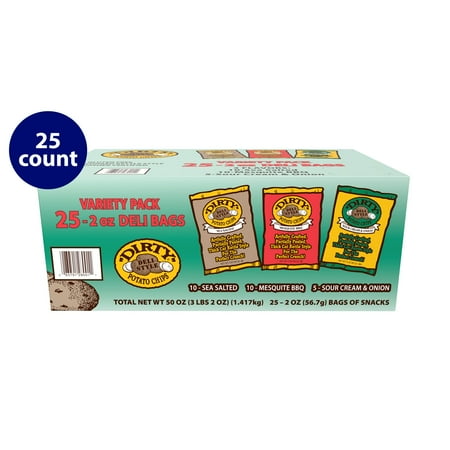 Dirty Potato Chips Variety Pack, Gluten-Free, Potato Chips, 2 oz, 25 Count