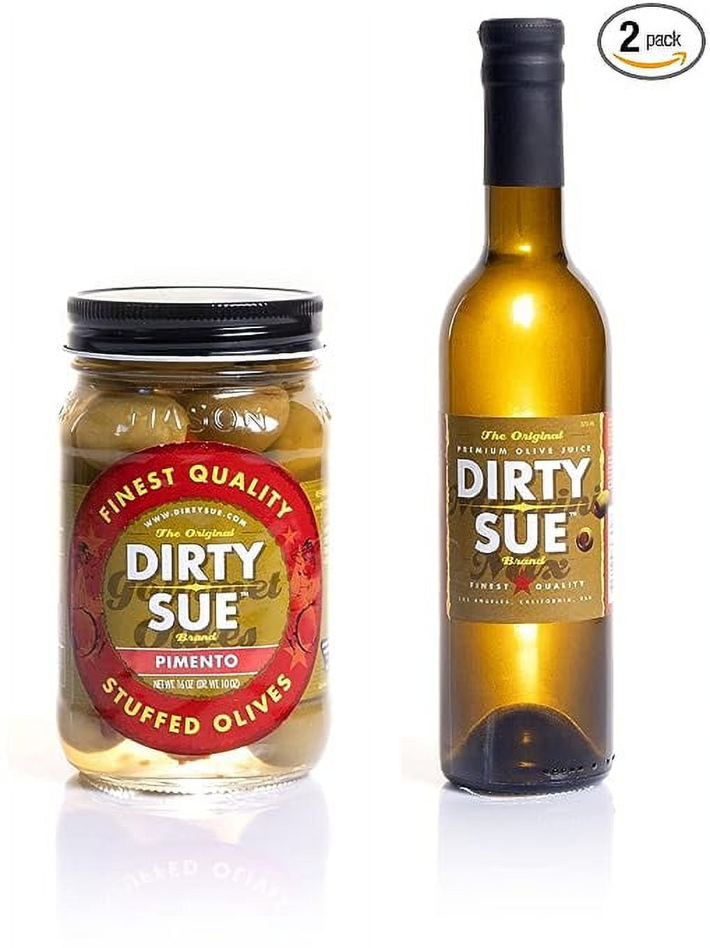 Dirty Sue 375 mL Olive Juice and 16 Ounce Stuffed Olive or Onion Combo
