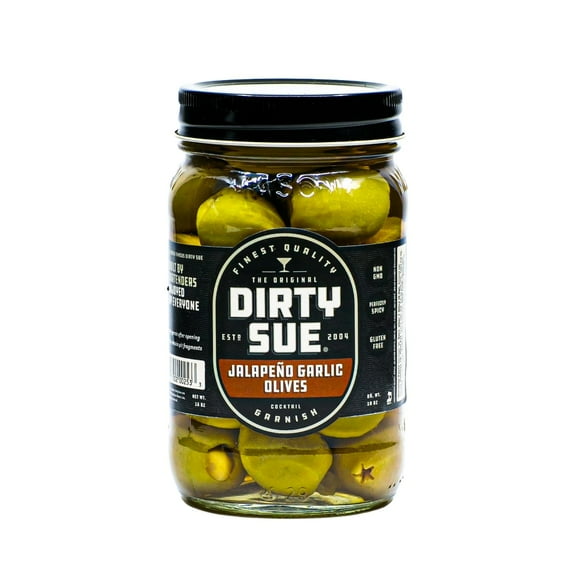 Dirty Sue Double Stuffed Olives - 16oz Mason Jar | Perfectly Stuffed with Garlic and Jalapeno