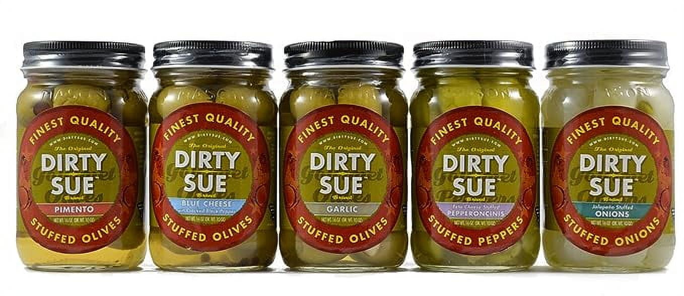 Dirty Sue Martini Stuffed Olives Peppers and Onions Combo Variety Pack