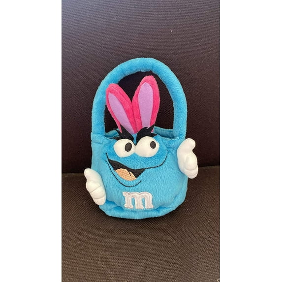 Dis Gallerie Plush Soft Stuffed Blue M&M M & M Small 6” Mini Easter Bunny Ears Basket Toy New
