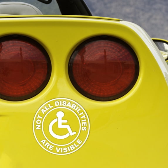 Disability Awareness Car Sticker, "Not All Disabilities Are Visible" Bumper Decal, Weatherproof Automotive Accessory for Exterior Decoration