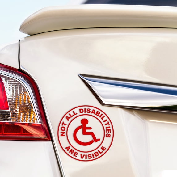 Disability Awareness Car Sticker, "Not All Disabilities Are Visible" Bumper Decal, Weatherproof Automotive Accessory for Exterior Decoration