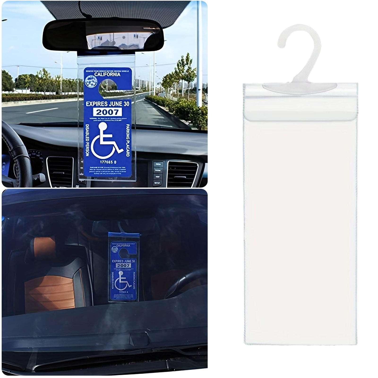 Disability Placard Hook Bag Clear Hook Bag Stop License Plate Storage