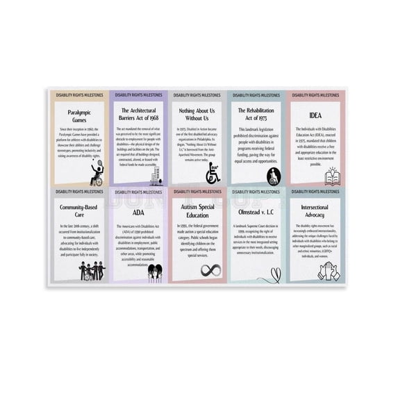 Disability Rights Milestones History Posters,disability Awareness, Inclusion, Accessibility,classroom Office Decor Canvas Painting Wall Art Poster for Bedroom Living Room Decor