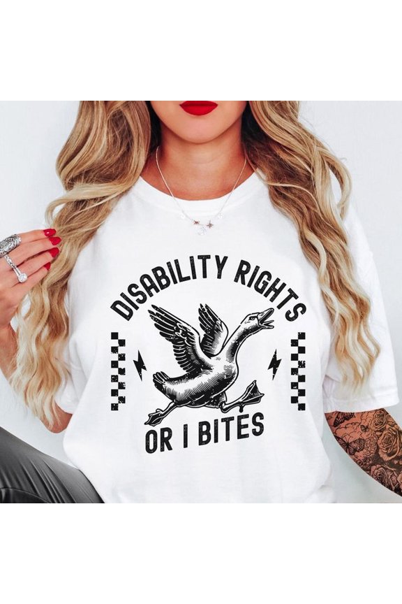 Disability Rights Or I Bites Shirt Hidden Disability Justice Funny Angry Goose Meme Tee Anti Ableism Merch Human Rights Equal Rights Protest