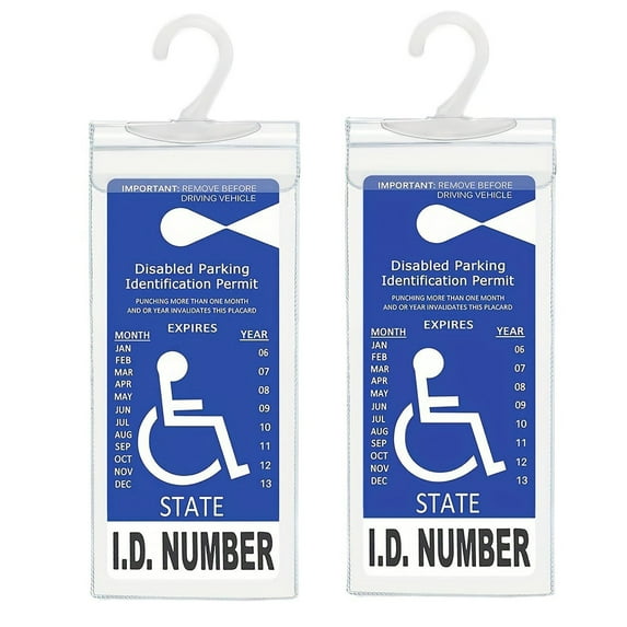 Disability Sign Holder, Disabled Parking Tag Cover, PVC Car Hanging Bag for Disability Card Protection, Durable Hook for Rearview Mirror