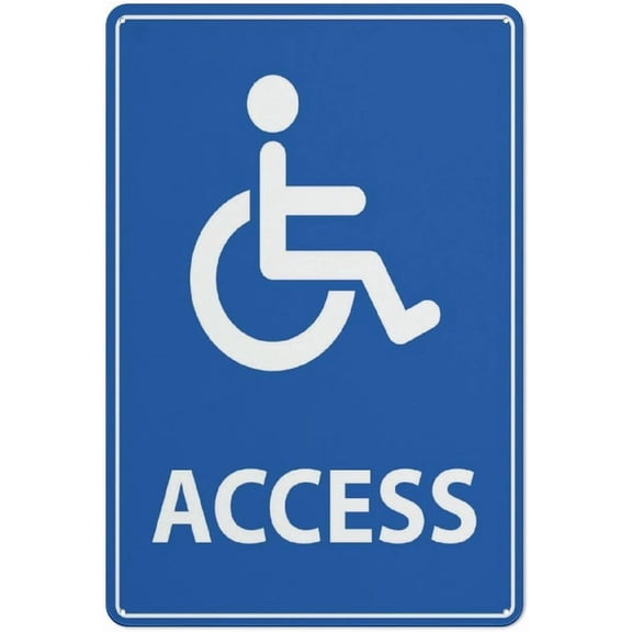 Disabled Access Sign 8"x12" Metal Aluminum Rust Free, Pre-Drilled Holes Weather Resistant, Disabled Access Marker