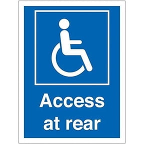 Disabled Access at Rear' Sign in Choice of Materials Safety Signs Access Awareness Signs Disabled Access Signs Metal Sign Tin Sign 12x16 Inch