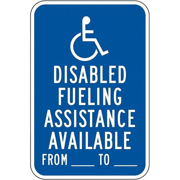 Disabled Fueling Assistance Available Sign - 8"x12" Safety Warning Metal Tin Sign, Accessibility Notice for Home Business Gas Station Service Station Indoor Outdoor