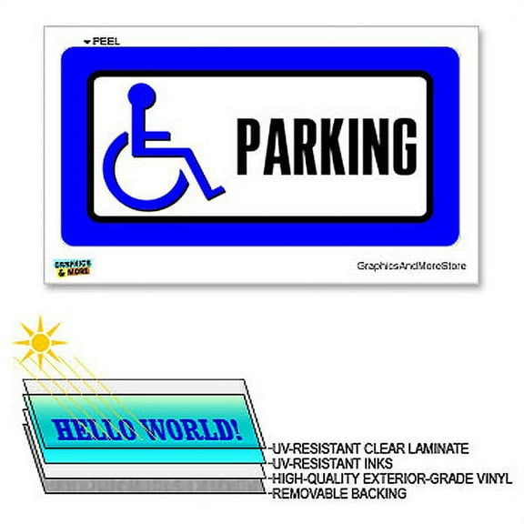 Disabled Handicapped Parking - 12 in x 6 in - Laminated Sign Warning Sticker
