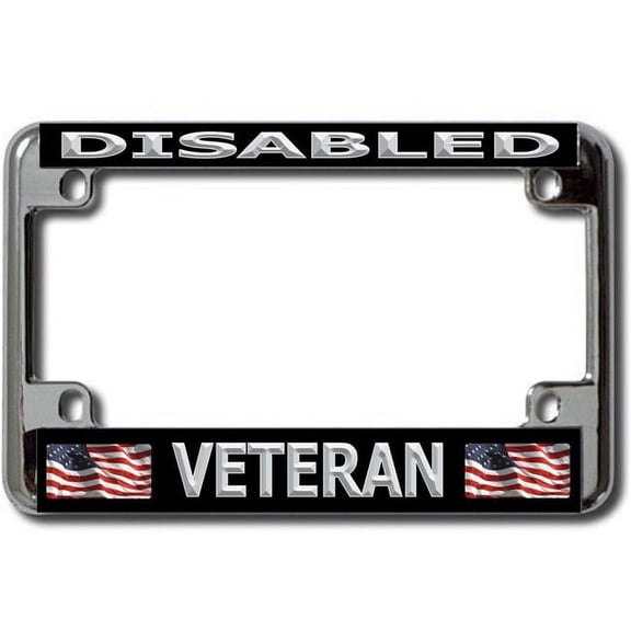 Disabled Veteran Chrome Motorcycle License Plate Frame