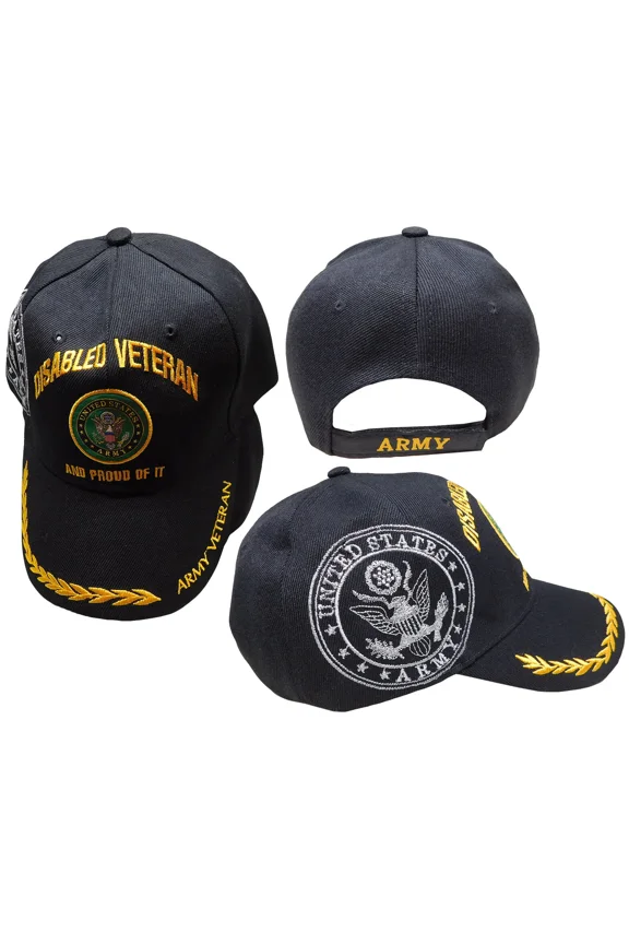 Disabled Vietnam Veteran Baseball Cap Military Black Mens Adjustable US Army