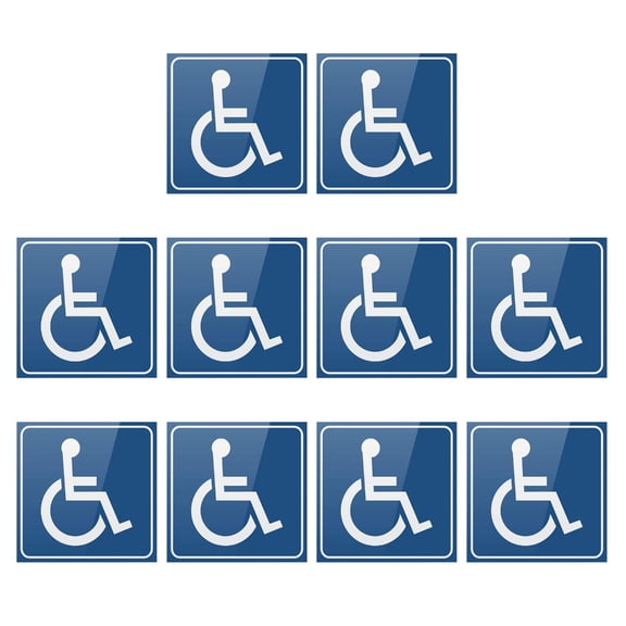 Disabled Wheelchair Symbol Compliant Handicap Access Sign Pack of 10,Blue Window Sticker Decal 3''/4''