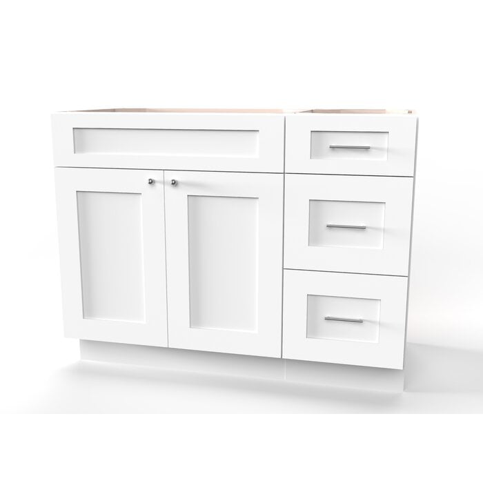 Disar 39'' White Wood Single Bathroom Vanity with Right Drawer
